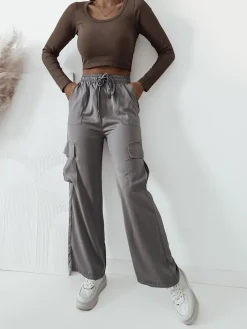 Spodnie Cargo^Royalfashion Damskie spodnie typu bojówki gołębi szary