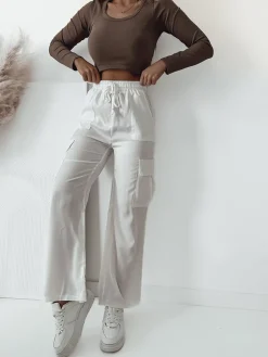 Spodnie Cargo^Royalfashion Damskie spodnie typu bojówki biały