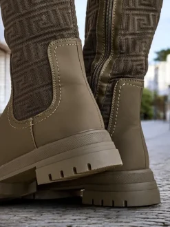 Kozaki Na Płaskim Obcasie|Kozaki Bez Ocieplenia^Royalfashion Damskie wsuwane kozaki Bezzonu zielony