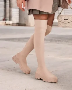 Kozaki Na Płaskim Obcasie|Kozaki Z Ociepleniem^Royalfashion Damskie wsuwane kozaki Ohorro jasny brązowy