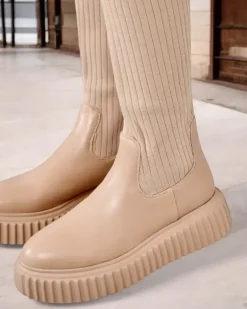 Kozaki Na Płaskim Obcasie|Kozaki Z Ociepleniem^Royalfashion Damskie wsuwane kozaki za kolano Hesoppel czarny