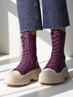 Workery|Botki Bez Ocieplenia^Royalfashion Damskie wysokie botki typu workery Fosilla fioletowy