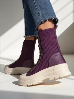 Workery|Botki Bez Ocieplenia^Royalfashion Damskie wysokie botki typu workery Fosilla fioletowy