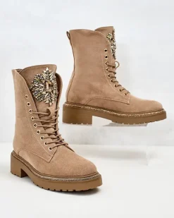 Workery|Botki Z Delikatnym Ociepleniem^Royalfashion Damskie wysokie botki typu workery Sinno brązowy