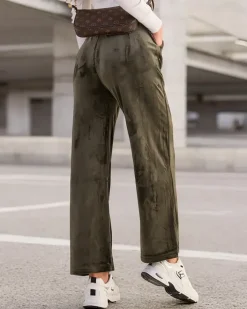 Spodnie Dresowe^Royalfashion Dresy damskie a'la welurowe Bordowy