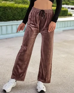 Spodnie Dresowe^Royalfashion Dresy damskie a'la welurowe brązowy