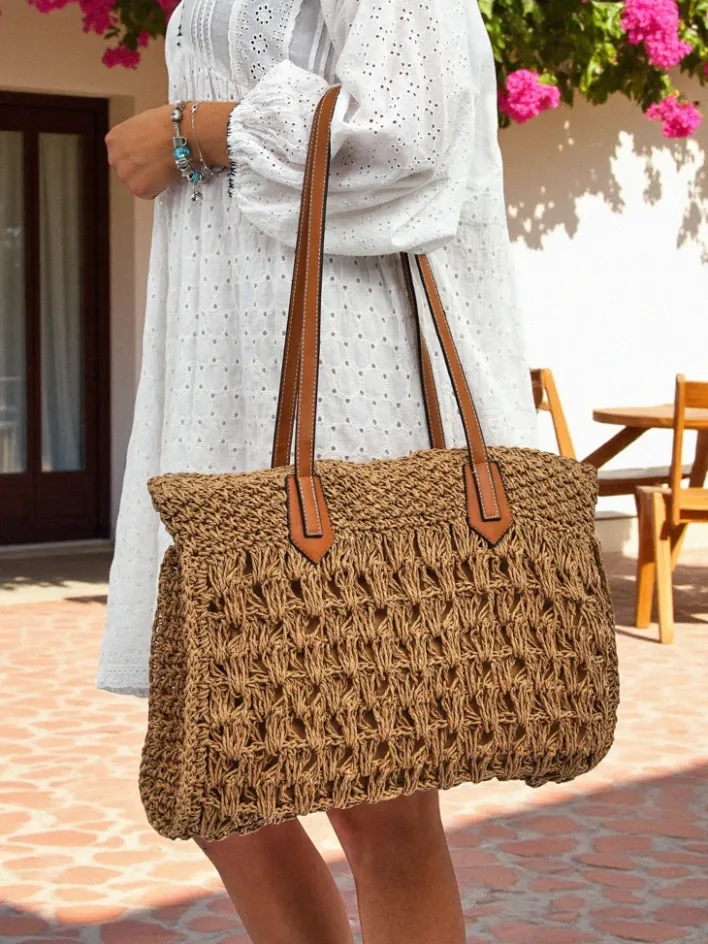 Wiklinowe I Słomiane^Royalfashion Duża słomiana torebka damska Coco Breeze