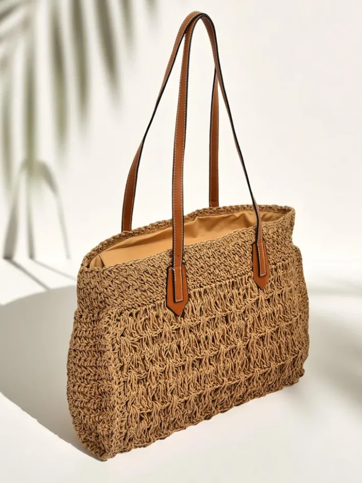 Wiklinowe I Słomiane^Royalfashion Duża słomiana torebka damska Coco Breeze