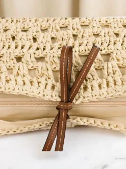 Wiklinowe I Słomiane^Royalfashion Duża słomiana torebka damska Natural Classic beżowy