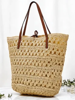 Wiklinowe I Słomiane^Royalfashion Duża słomiana torebka damska Natural Classic beżowy