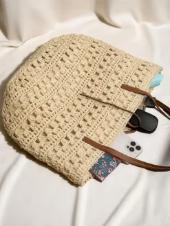 Wiklinowe I Słomiane^Royalfashion Duża słomiana torebka damska Natural Classic beżowy