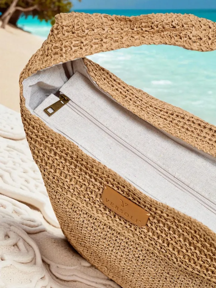 Wiklinowe I Słomiane^Royalfashion Duża słomiana torebka damska Marella Natura Camel