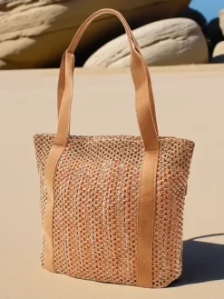 Wiklinowe I Słomiane^Royalfashion Duża słomiana torebka damska letnia jasny brązowy