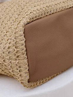 Wiklinowe I Słomiane^Royalfashion Duża słomiana torebka damska Casa Sol beżowy