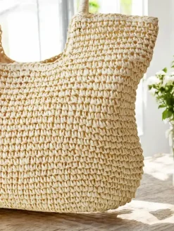 Wiklinowe I Słomiane^Royalfashion Duża słomiana torebka damska jasny brązowy