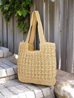 Wiklinowe I Słomiane^Royalfashion Duża słomiana torebka damska Sunny Straw krem