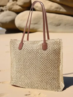 Wiklinowe I Słomiane^Royalfashion Duża słomiana torebka damska letnia beżowy