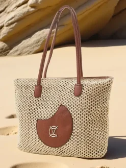 Wiklinowe I Słomiane^Royalfashion Duża słomiana torebka damska letnia beżowy