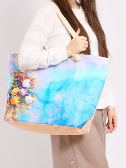 Materiałowe|Torby Plażowe^Royalfashion Duża torba materiałowa z printem Wielokolorowe