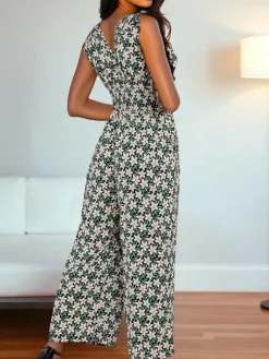 Kombinezony^Royalfashion Długi kombinezon damski z printem zielony