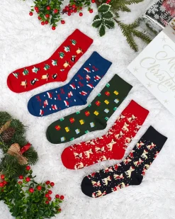 Skarpetki^Royalfashion Długie męskie świąteczne skarpety 5/pak Wielokolorowe