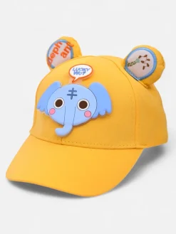 Czapki^Royalfashion Dziecięca czapka z daszkiem z uszkami żółty