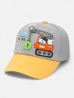 Czapki^Royalfashion Dziecięca czapka z daszkiem i naszywką koparki Max-Ben gołębi szary