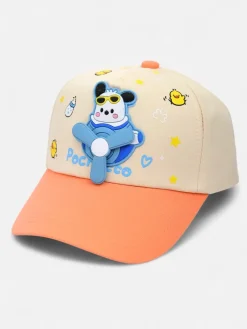 Czapki^Royalfashion Dziecięca czapka z daszkiem i naszywką z latającym misiem Oliver Sky beżowy