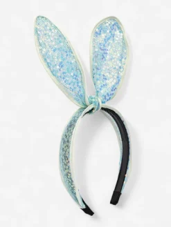 Akcesoria Do Włosów^Royalfashion Dziecięca opaska do włosów z uszkami królika i cekinami niebieski