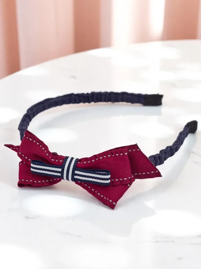 Akcesoria Do Włosów^Royalfashion Dziecięca opaska do włosów z kokardką Sweet Bow Bordowy