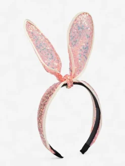 Akcesoria Do Włosów^Royalfashion Dziecięca opaska do włosów z uszkami królika i cekinami Jasnoróżowy