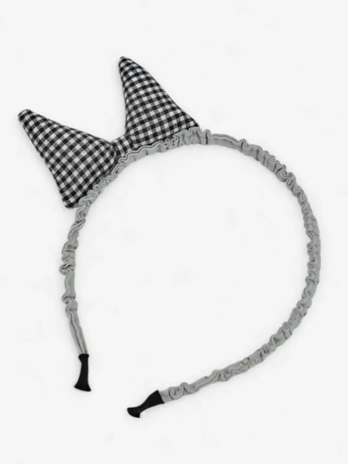 Akcesoria Do Włosów^Royalfashion Dziecięca opaska do włosów z uszkami kotka gołębi szary