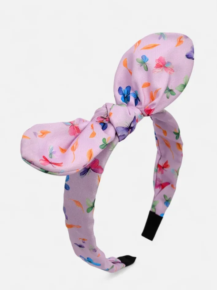 Akcesoria Do Włosów^Royalfashion Dziecięca opaska do włosów z kokardką z printem fioletowy