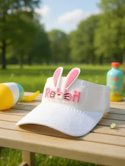 Czapki^Royalfashion Dziecięcy daszek Przeciwsłoneczny Rabbit Ears biały