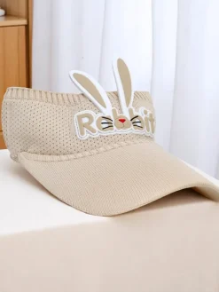 Czapki^Royalfashion Dziecięcy daszek Przeciwsłoneczny Rabbit Ears beżowy