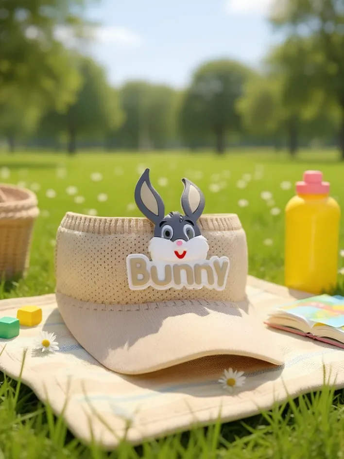 Czapki^Royalfashion Dziecięcy daszek Przeciwsłoneczny Bunny Ears beżowy