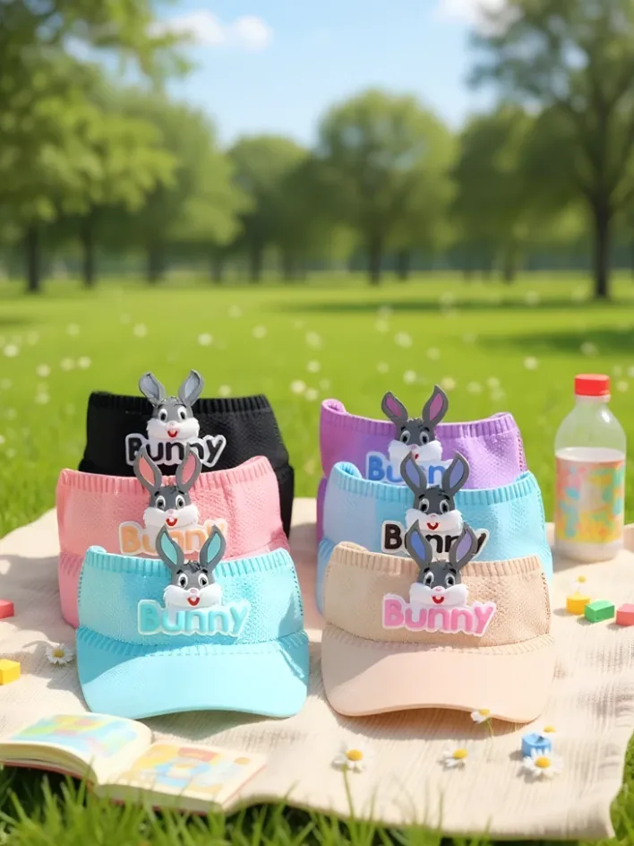 Czapki^Royalfashion Dziecięcy daszek Przeciwsłoneczny Bunny Ears beżowy