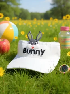 Czapki^Royalfashion Dziecięcy daszek Przeciwsłoneczny Bunny Ears biały