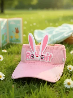 Czapki^Royalfashion Dziecięcy daszek Przeciwsłoneczny Rabbit Ears różowy