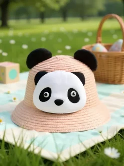 Czapki^Royalfashion Dziecięcy Kapelusz Słomkowy Panda