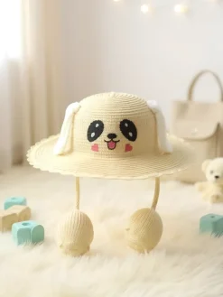 Czapki^Royalfashion Dziecięcy Kapelusz Słomkowy Puppy Paws Hat
