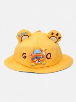 Czapki^Royalfashion Dziecięcy Kapelusz z uszkami Misiowa Radość żółty