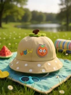 Czapki^Royalfashion Dziecięcy Kapelusz typu Bucket "Wesołe Naszywki"