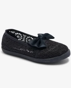 Dziewczęce^Royalfashion Dziewczęce granatowe tenisówki slip on z kokardką Sweet Time Granatowy