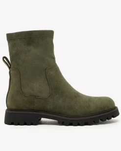 Botki Z Delikatnym Ociepleniem|Botki Na Płaskim Obcasie^Royalfashion Eko-zamszowe damskie botki Gebimma zielony