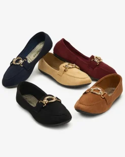 Mokasyny Na Płaskiej Podeszwie^Royalfashion Eko-zamszowe mokasyny w kolorze m Brussi Granatowy