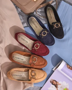 Mokasyny Na Płaskiej Podeszwie^Royalfashion Eko-zamszowe mokasyny w kolorze m Brussi Granatowy