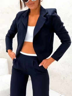 Komplety Damskie^Royalfashion Elegancki damski komplet Granatowy