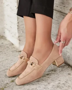 Półbuty|Mokasyny Na Obcasie^Royalfashion Eleganckie mokasyny damskie na niskim słupku Orino jasny brązowy