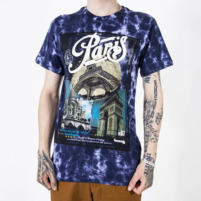 Bluzki^Royalfashion Fioletowa bawełniana koszulka męska z printem fioletowy